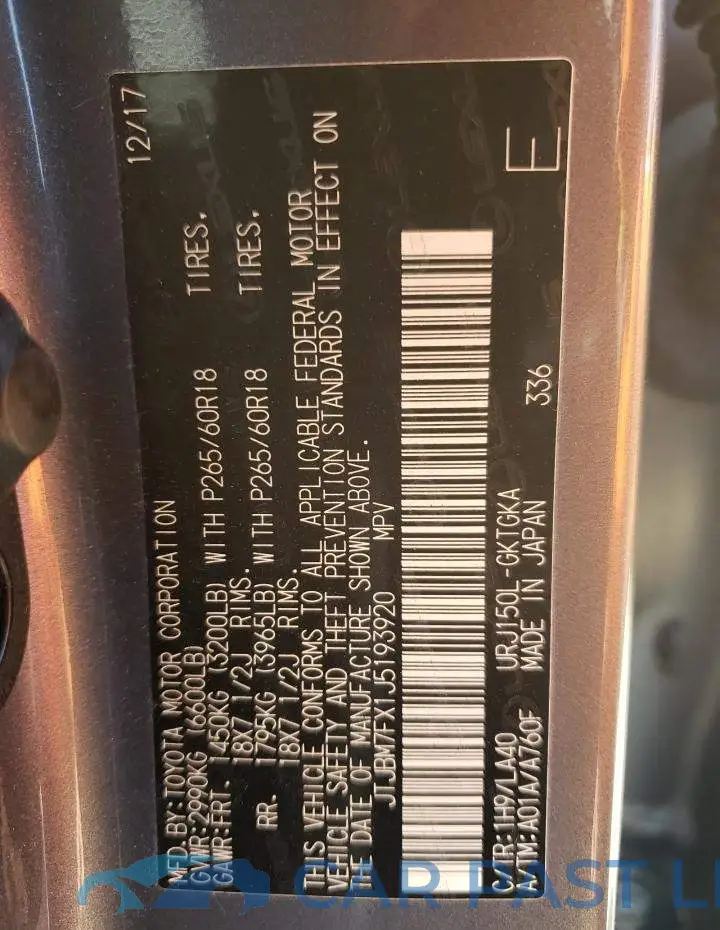 JTJBM7FX1J5193920# 13