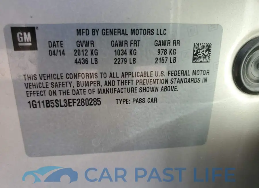 1G11B5SL3EF280285# 12