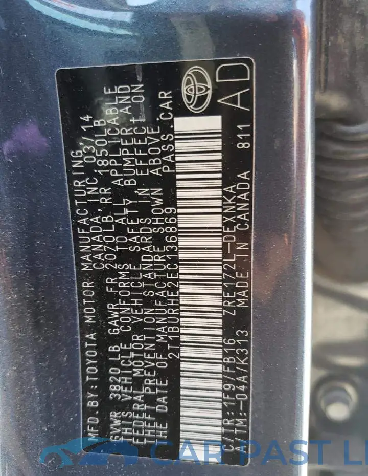 2T1BURHE2EC136869# 12