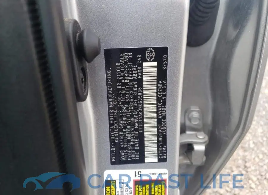 4T1C11AK3NU635886# 12