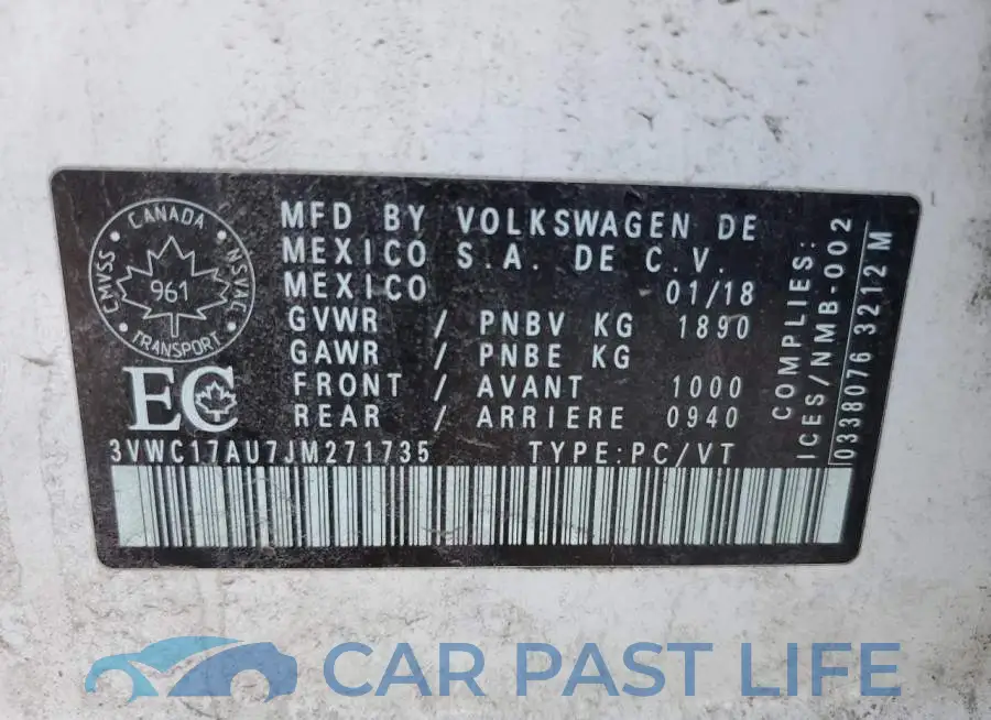 3VWC17AU7JM271735# 12