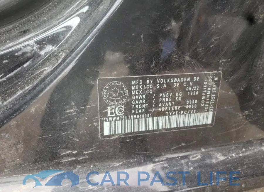 3VWWM7BU1NM018161# 12