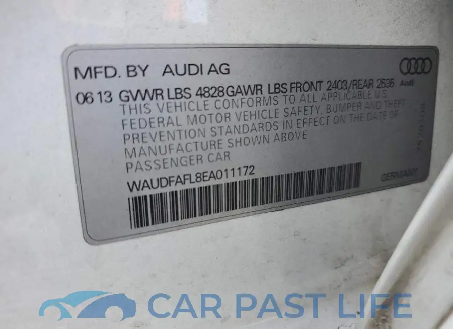 WAUDFAFL8EA011172# 12