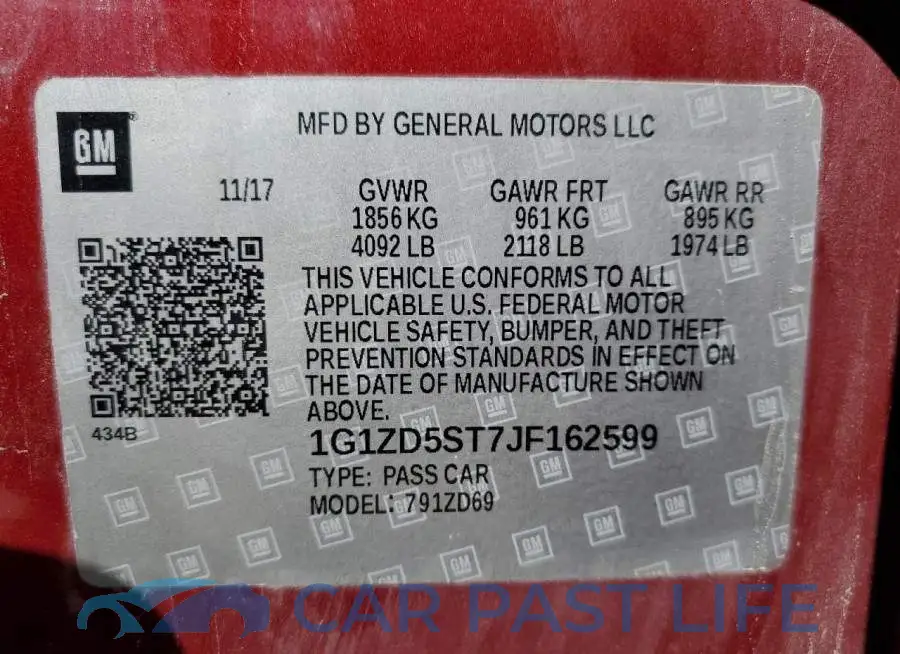 1G1ZD5ST7JF162599# 13