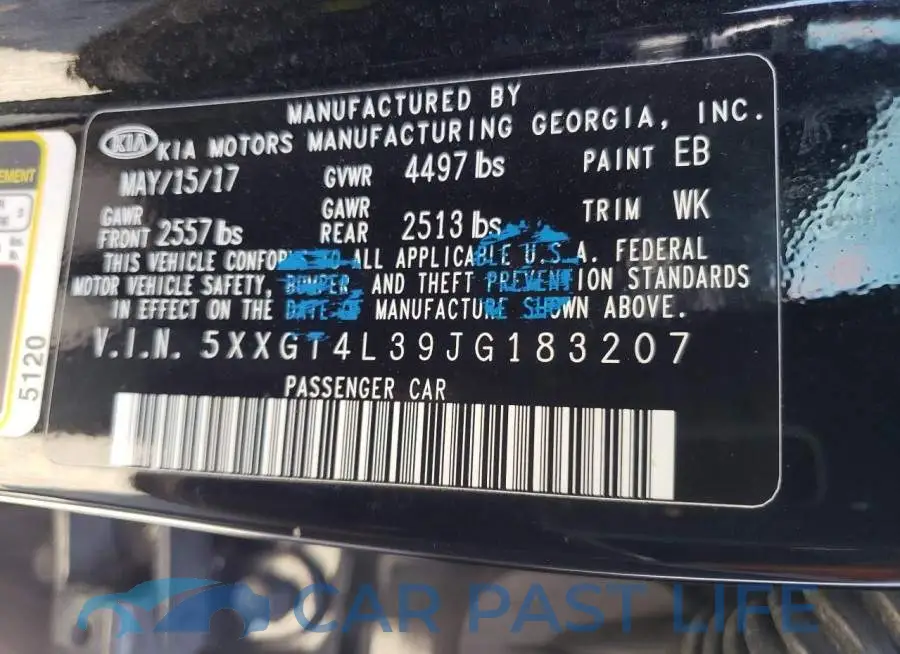 5XXGT4L39JG183207# 12
