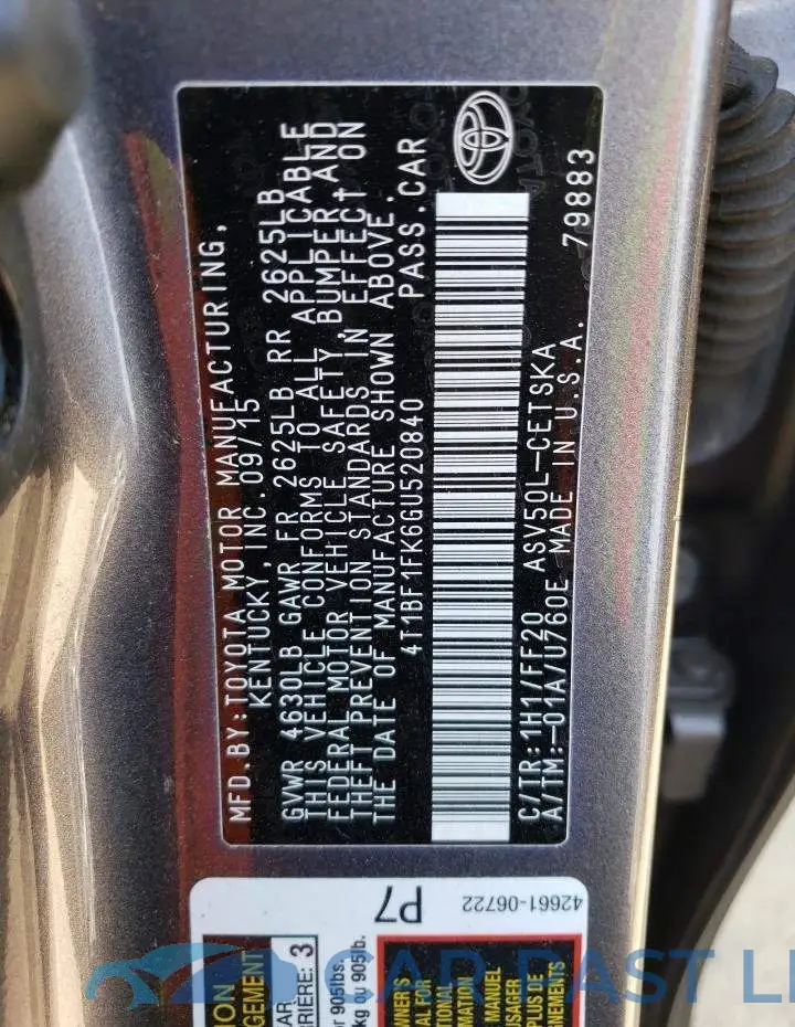 4T1BF1FK6GU520840# 13