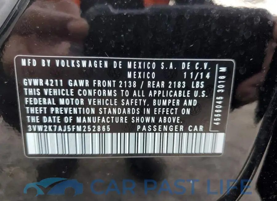 3VW2K7AJ5FM252865# 12