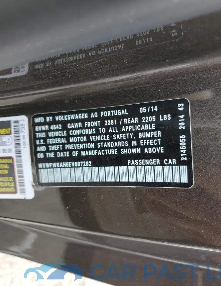 WVWFW8AH6EV007282# 12