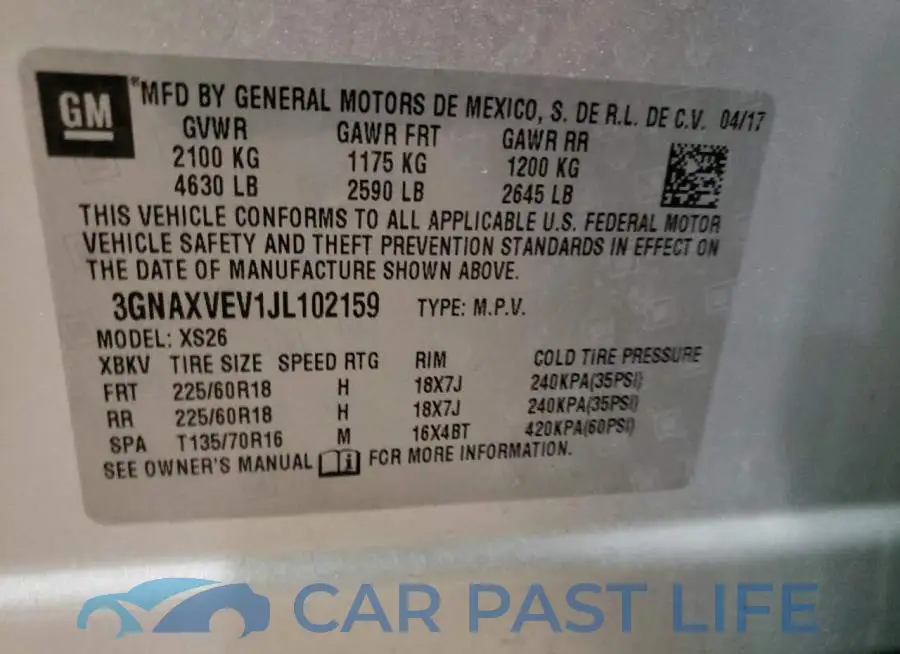 3GNAXVEV1JL102159# 13