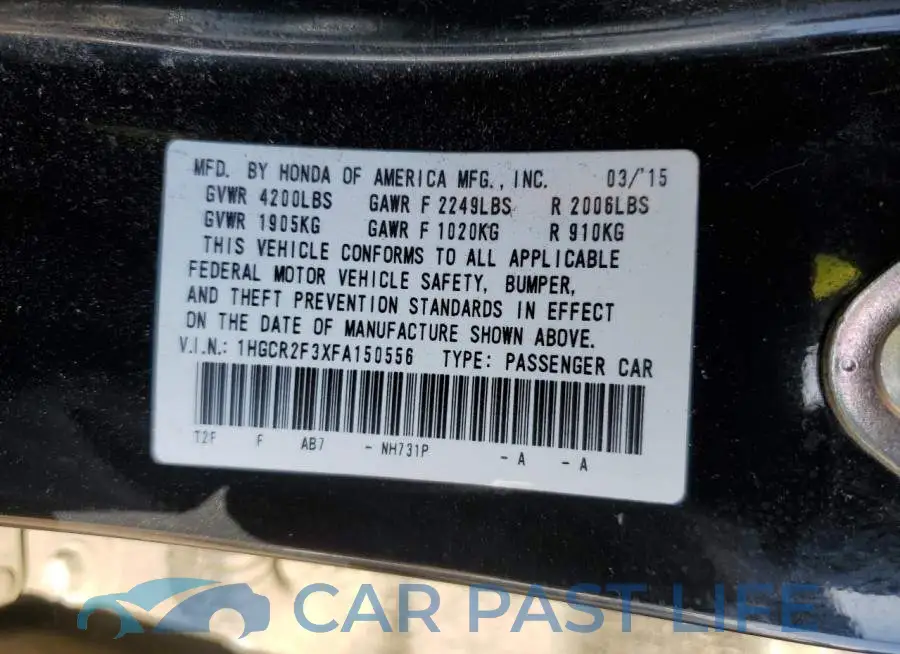1HGCR2F3XFA150556# 12