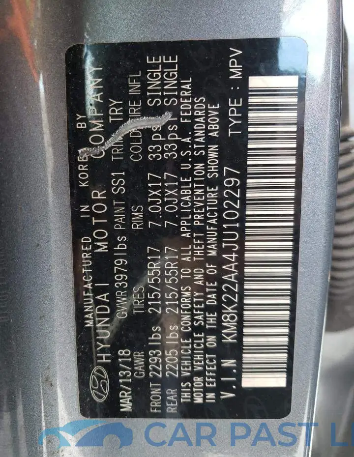 KM8K22AA4JU102297# 12