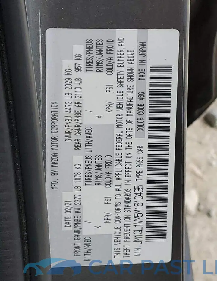 JM1GL1VM5M1610435# 12