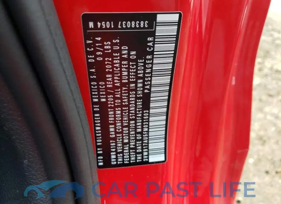 3VW917AU5FM031603# 12