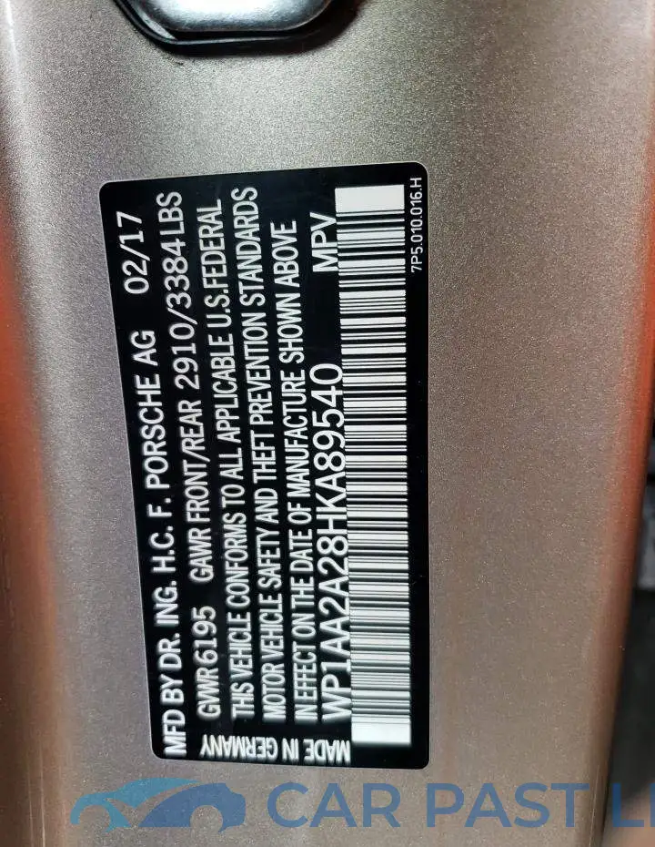 WP1AA2A28HKA89540# 13