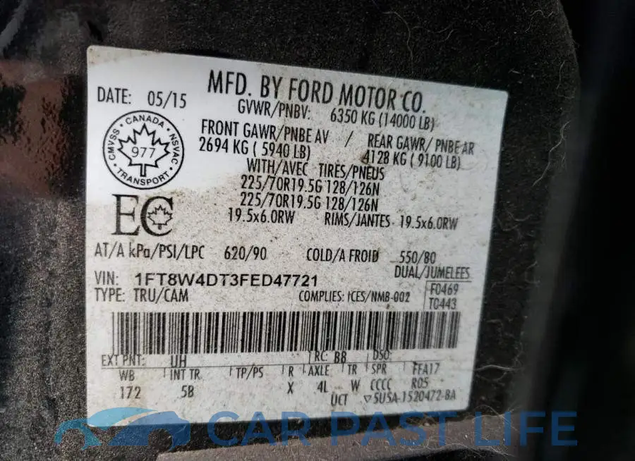 1FT8W4DT3FED47721# 12