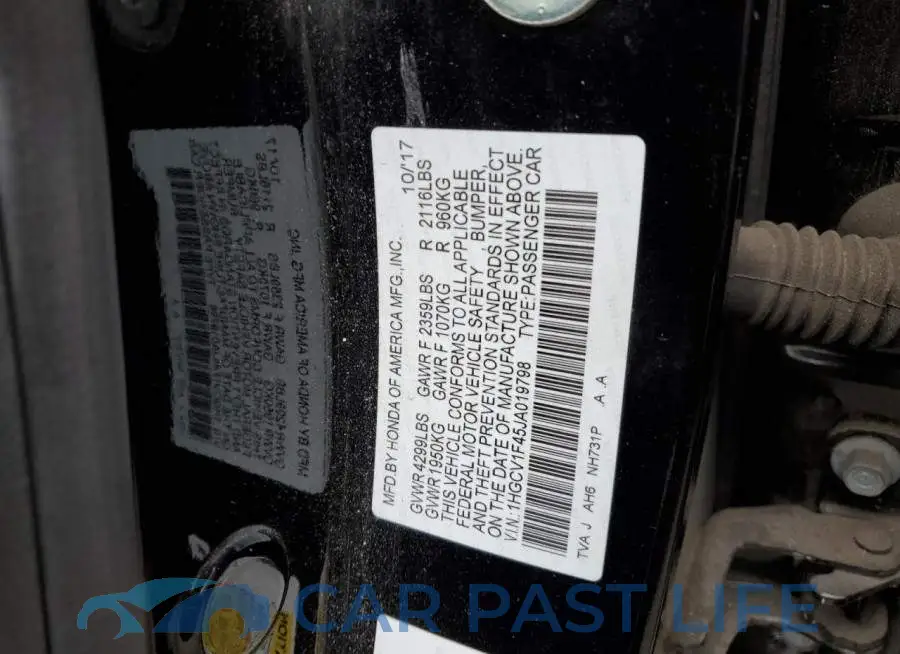 1HGCV1F45JA019798# 12