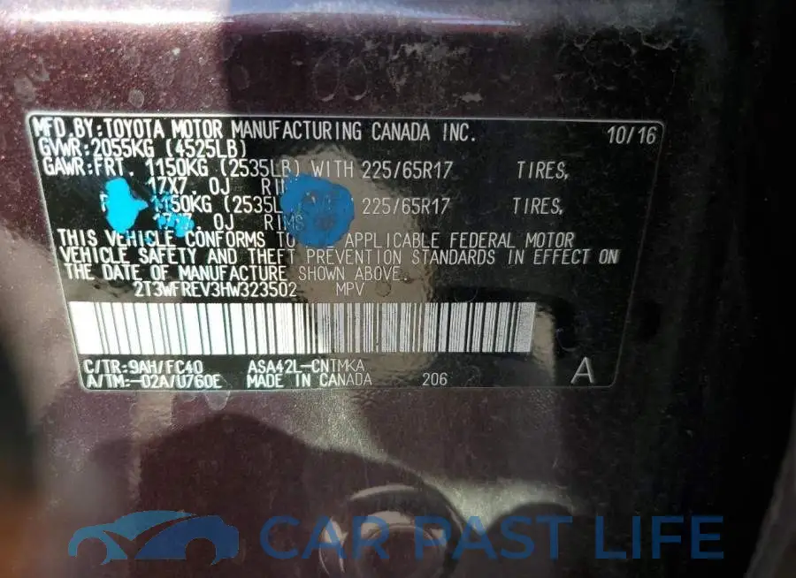 2T3WFREV3HW323502# 13