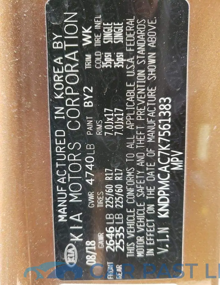 KNDPMCAC7K7561383# 13