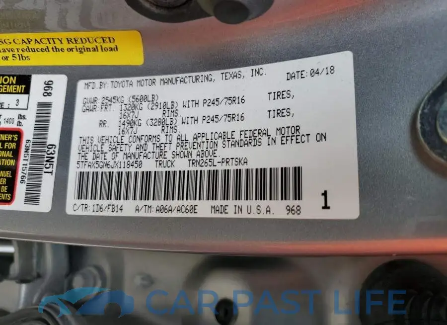 5TFAX5GN6JX118450# 12