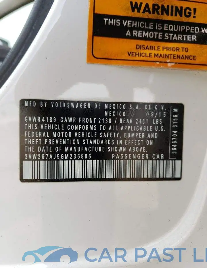 3VW267AJ5GM236896# 12
