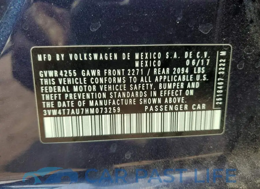 3VW4T7AU7HM073259# 12