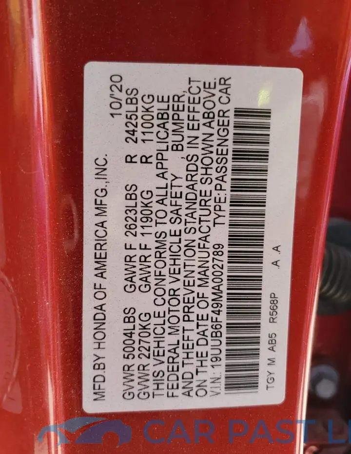 19UUB6F49MA002789# 13