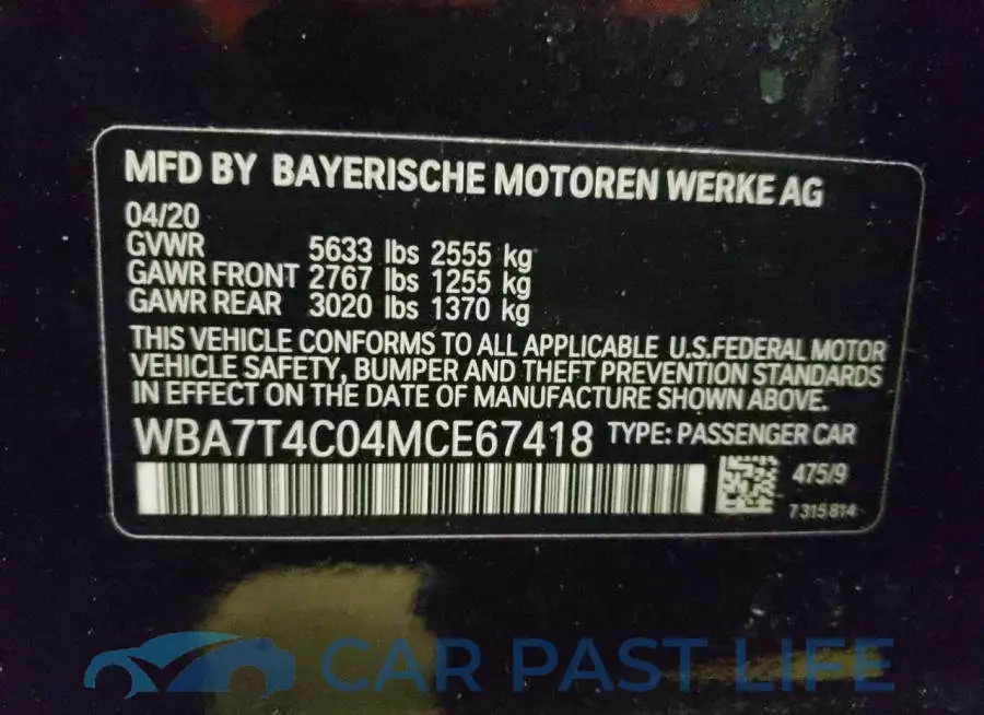 WBA7T4C04MCE67418# 13