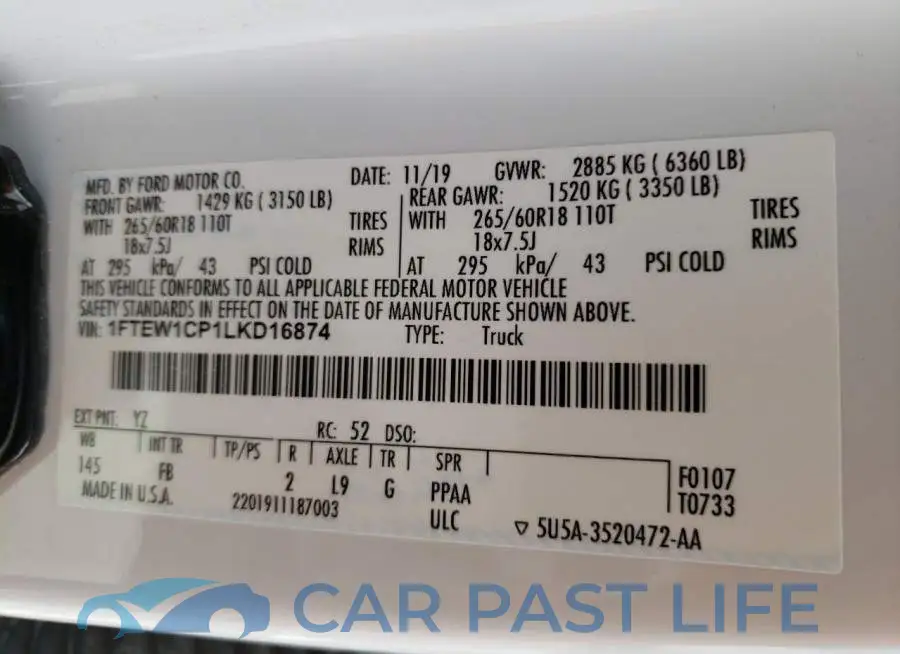 1FTEW1CP1LKD16874# 13