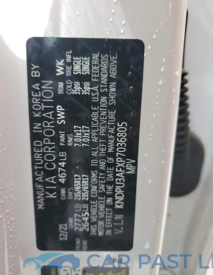 KNDPU3AFXP7036805# 13