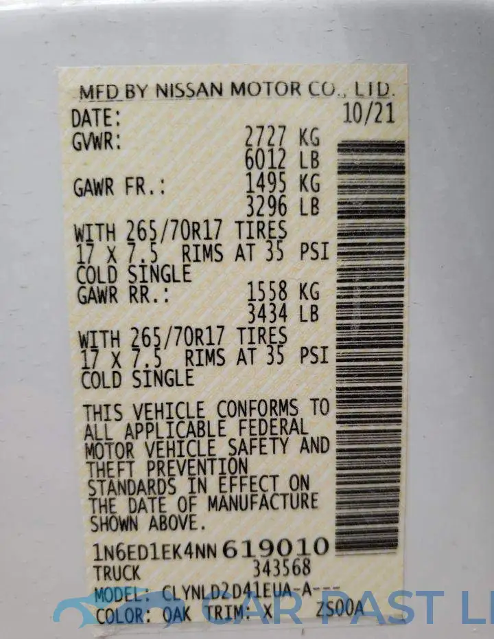1N6ED1EK4NN619010# 13