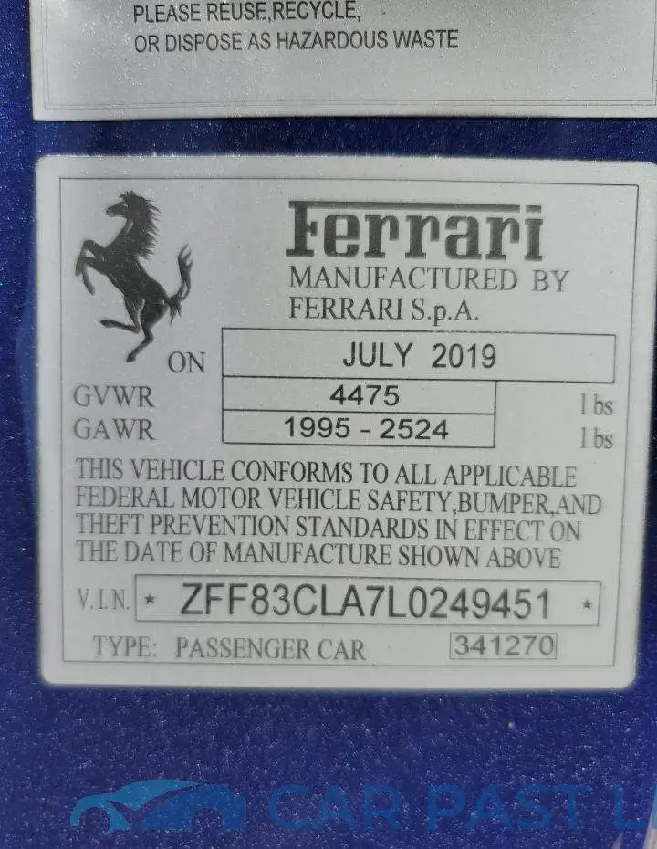 ZFF83CLA7L0249451# 13