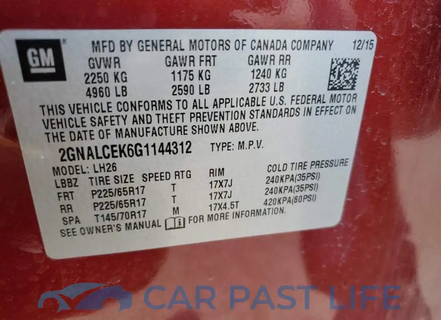 2GNALCEK6G1144312# 14