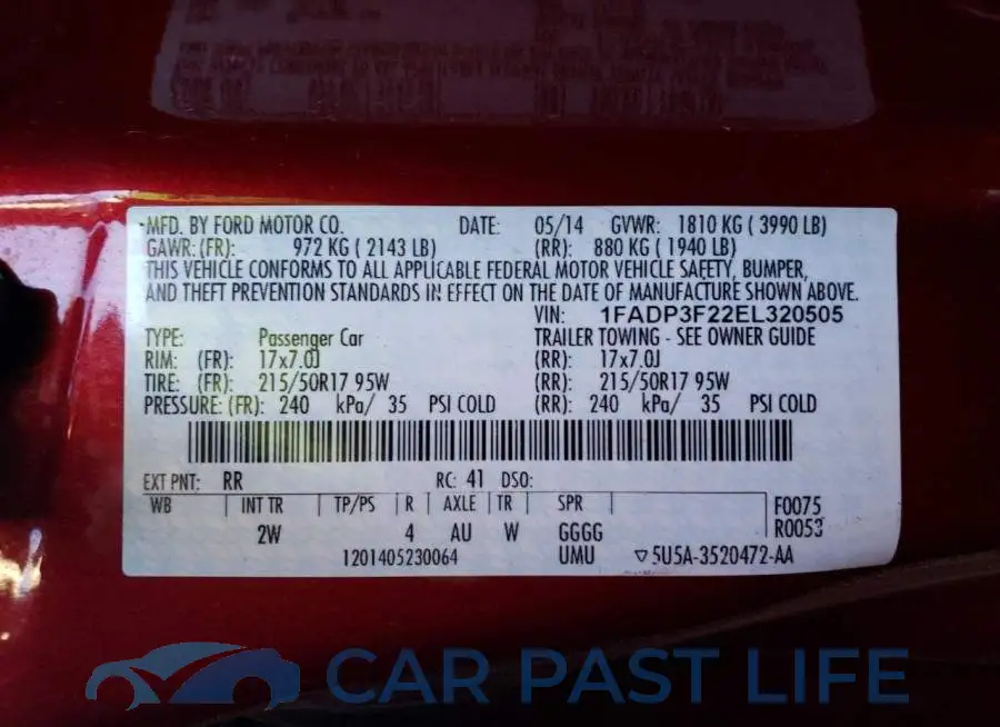 1FADP3F22EL320505# 12