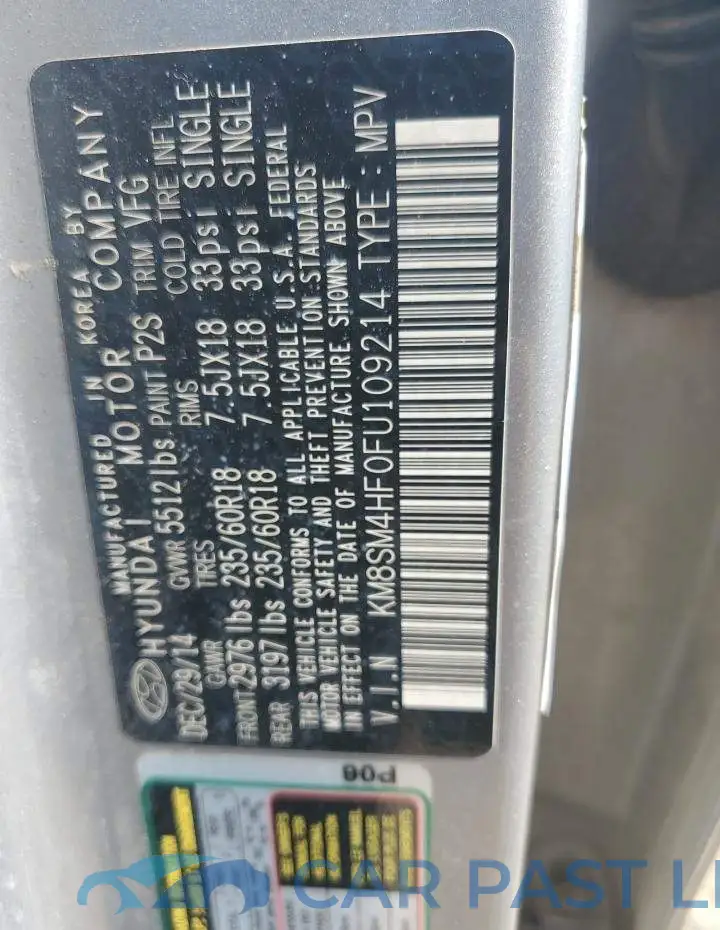 KM8SM4HF0FU109214# 12