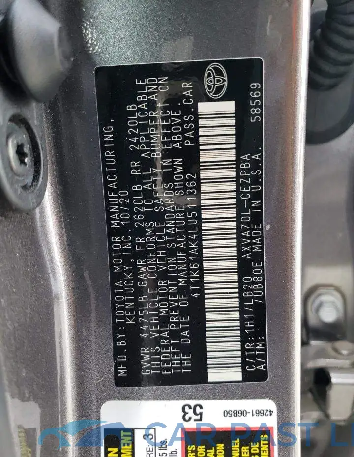 4T1K61AK4LU511362# 12