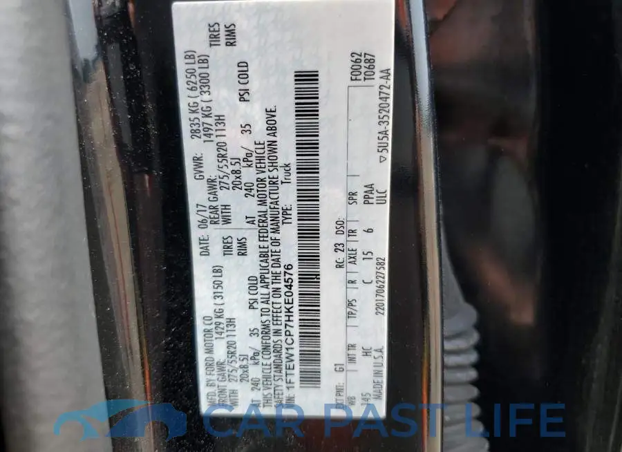 1FTEW1CP7HKE04576# 12