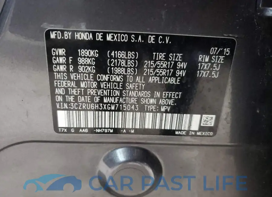 3CZRU6H3XGM715043# 12