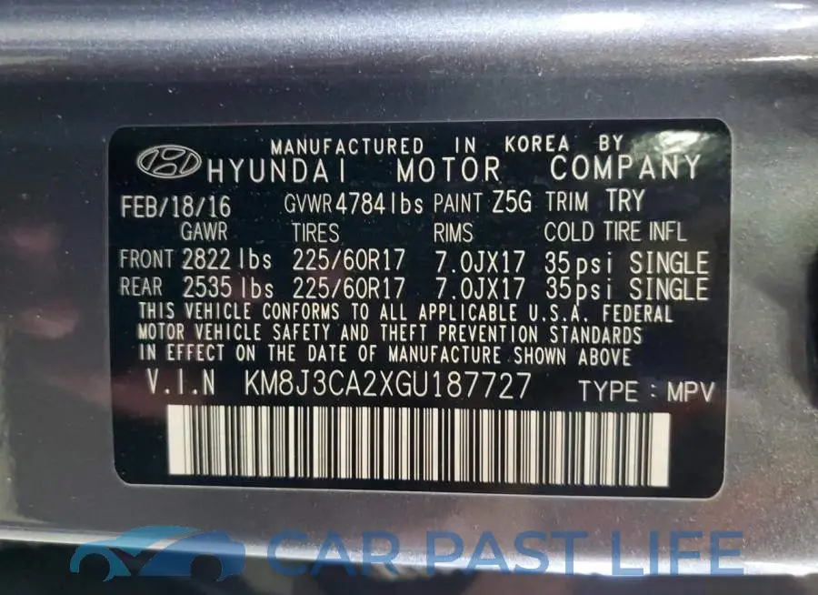 KM8J3CA2XGU187727# 13