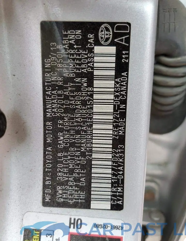 2T1BURHE1EC015718# 12