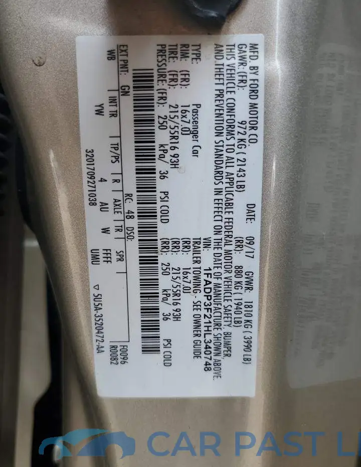 1FADP3F21HL340748# 12