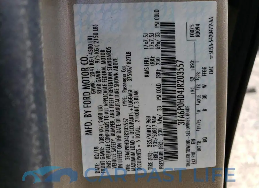 3FA6P0HD4JR203557# 12