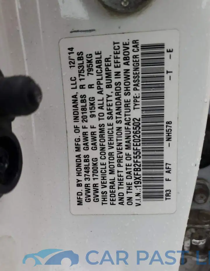 19XFB2F55FE026502# 12