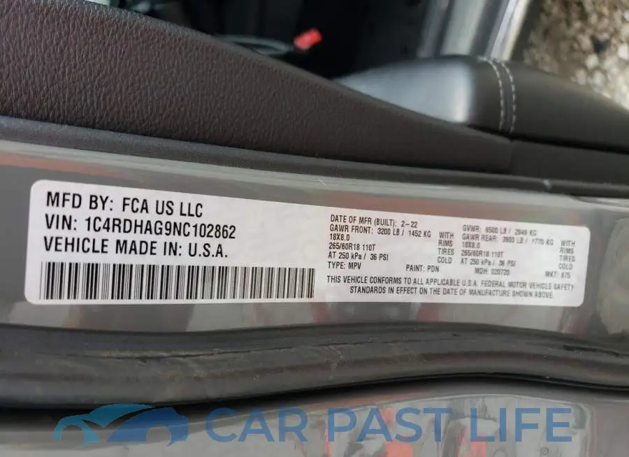 1C4RDHAG9NC102862# 12