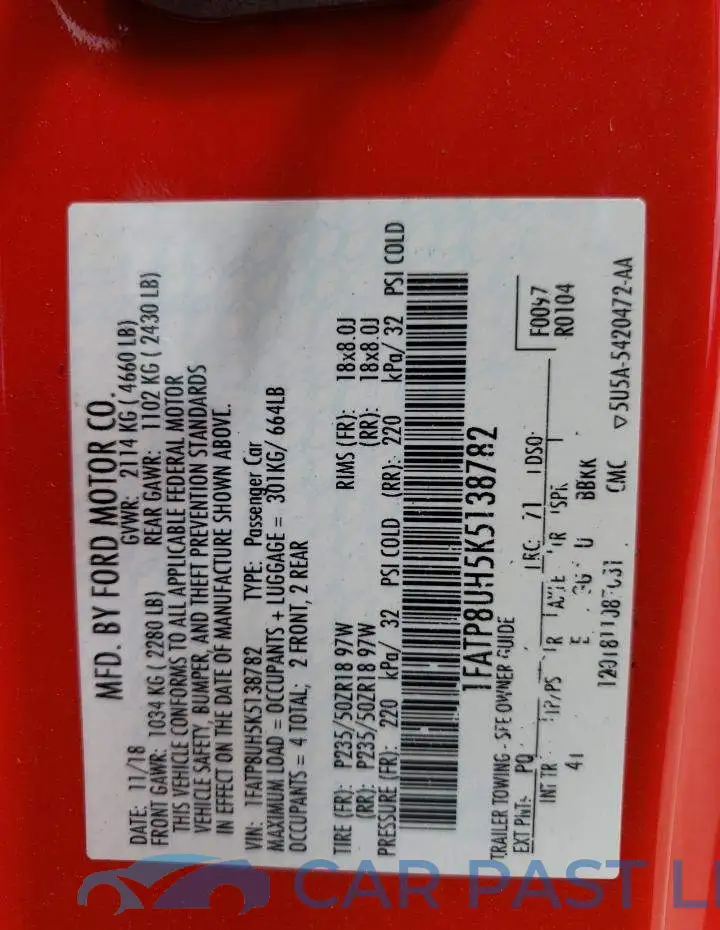 1FATP8UH5K5138782# 10
