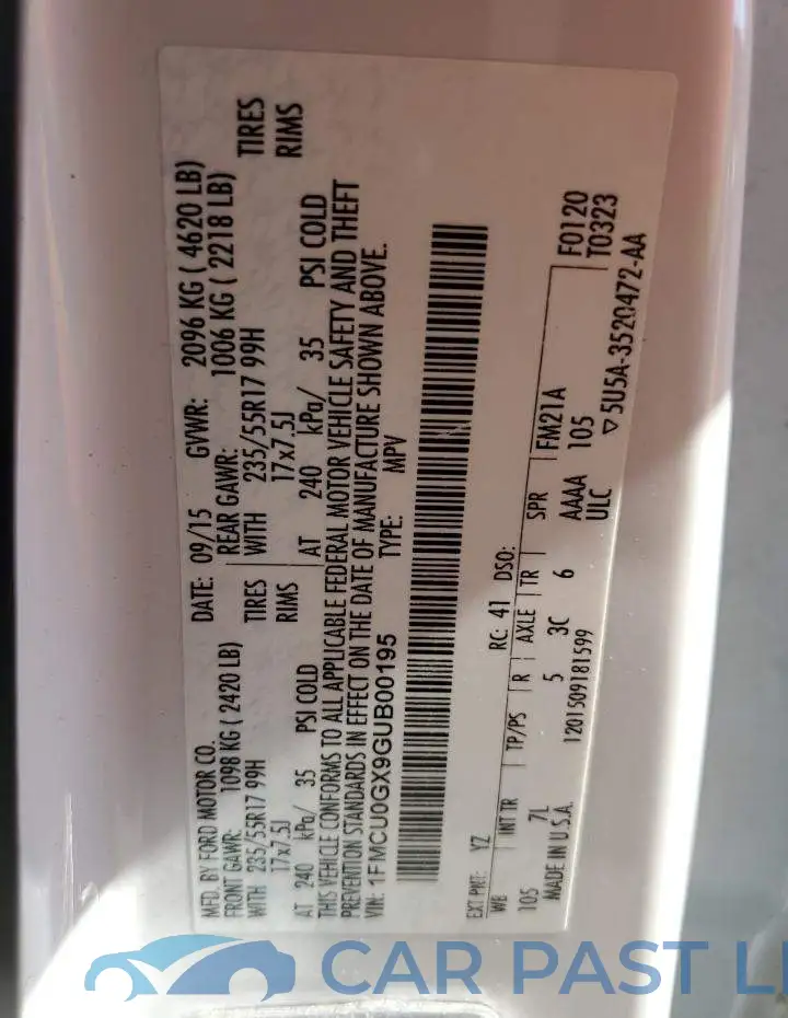 1FMCU0GX9GUB00195# 13