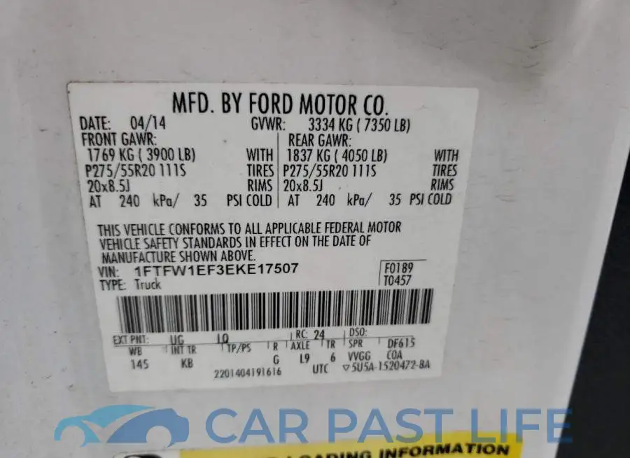 1FTFW1EF3EKE17507# 12