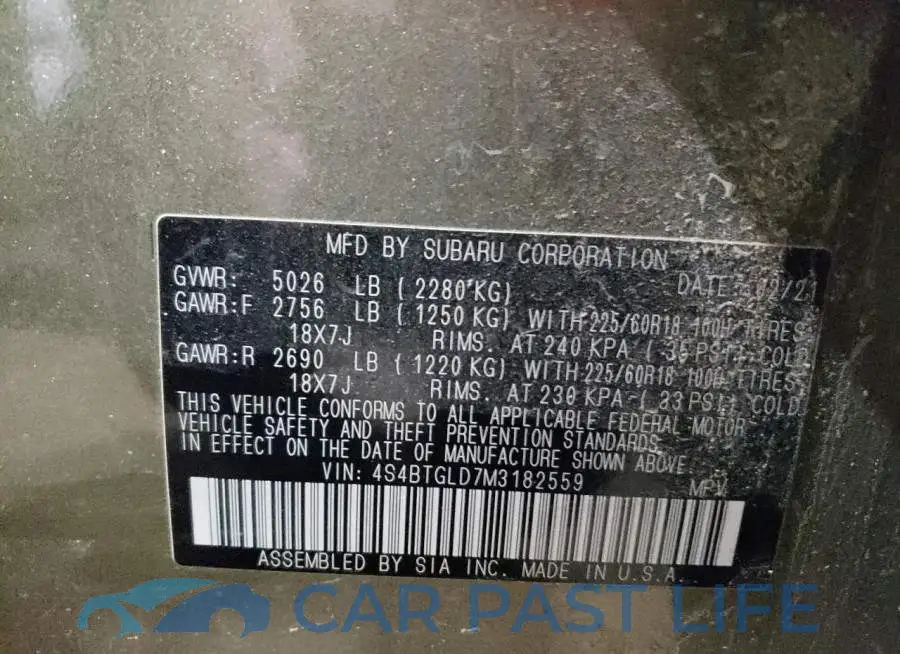 4S4BTGLD7M3182559# 10