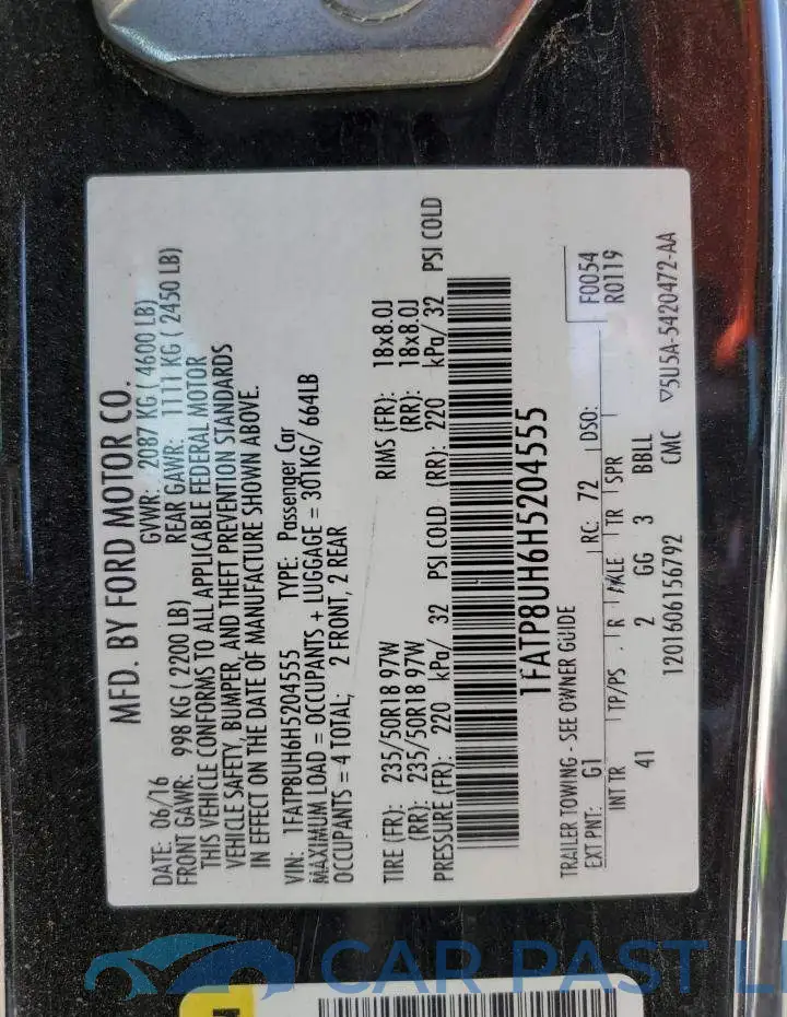 1FATP8UH6H5204555# 12