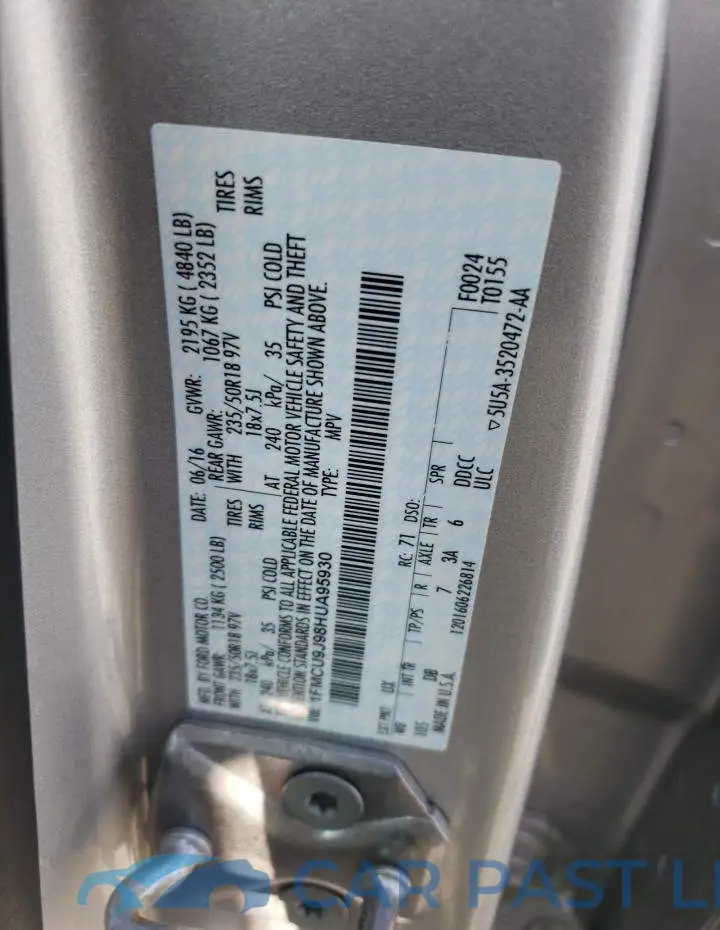 1FMCU9J98HUA95930# 12