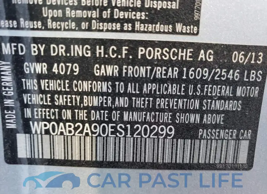 WP0AB2A90ES120299# 10
